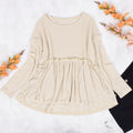Blusa de manga larga con volantes y tejido de gofre