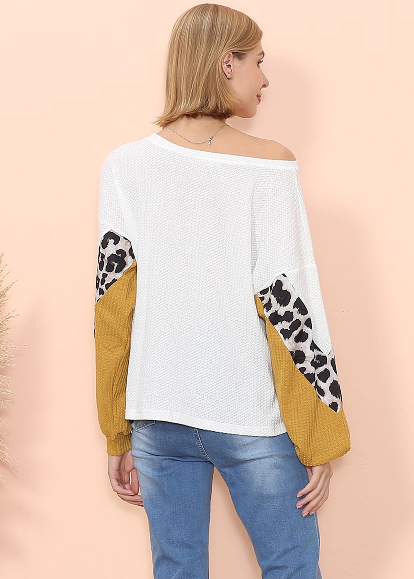Waffle Knit Cheetah Print Long Sleeve