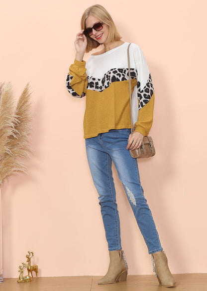 Waffle Knit Cheetah Print Long Sleeve