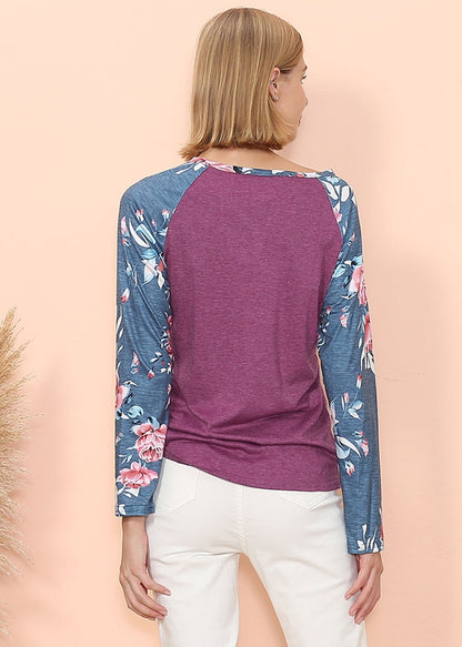 Camiseta Henley de manga larga con estampado floral