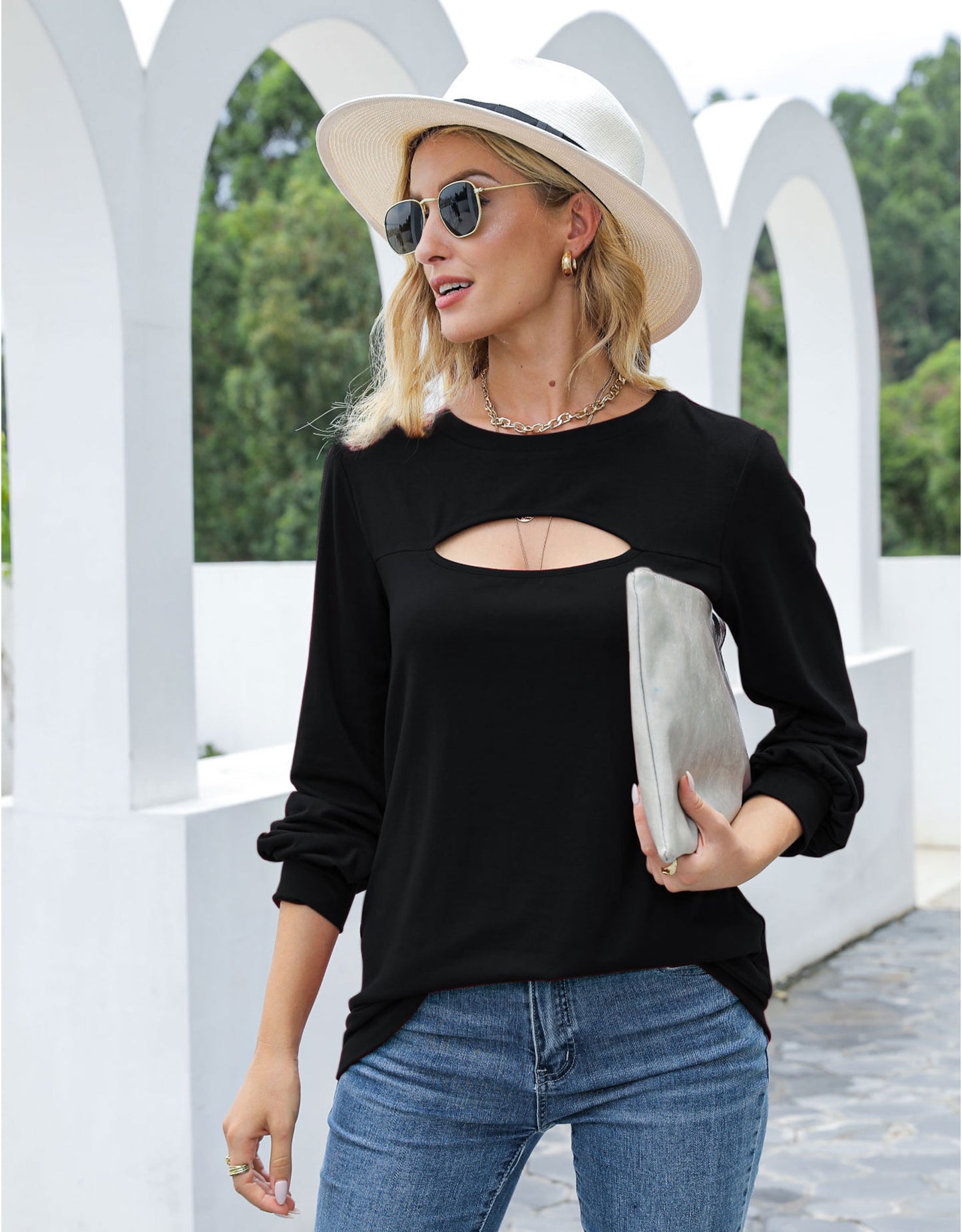Jersey de manga larga con cortes