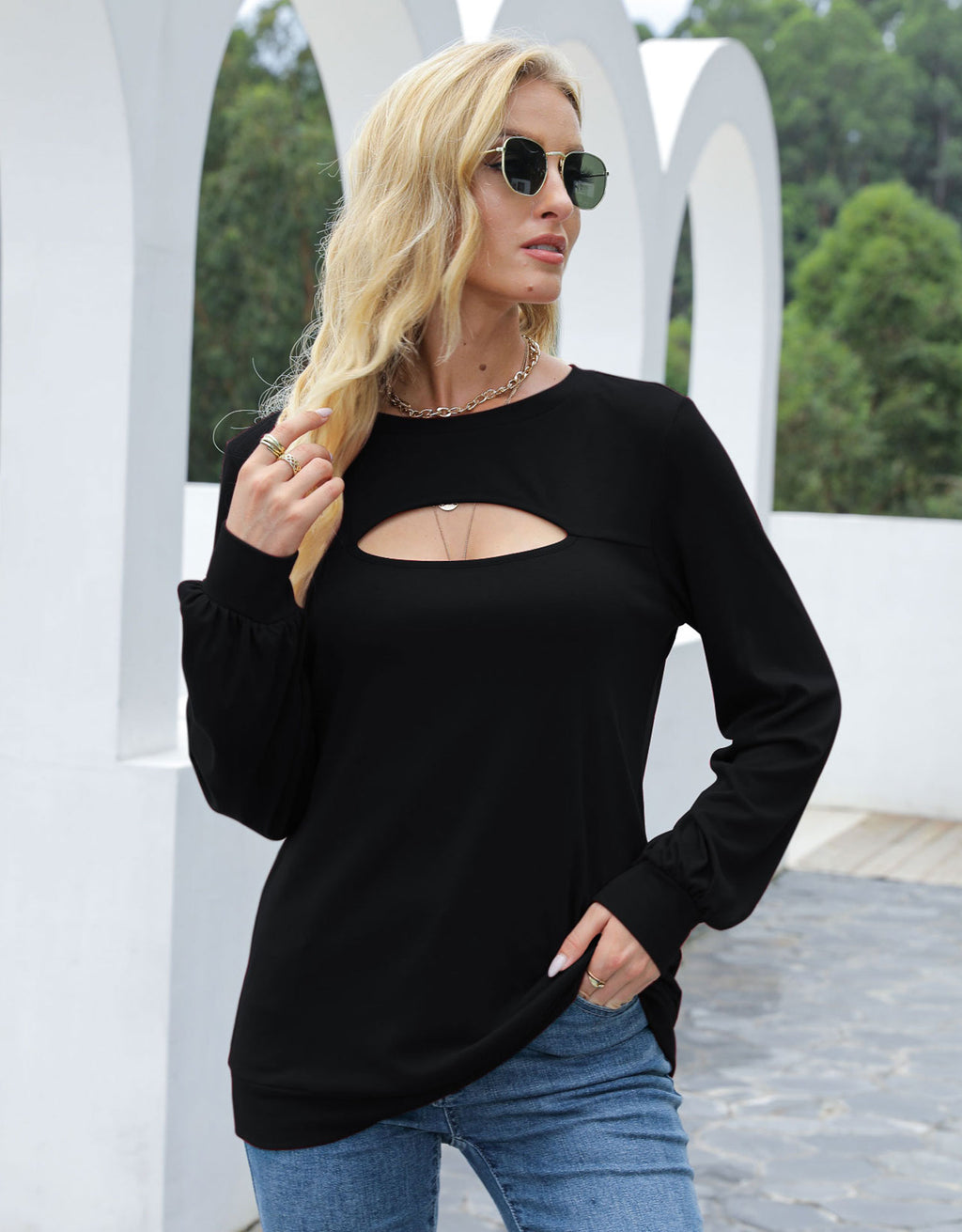 Jersey de manga larga con cortes