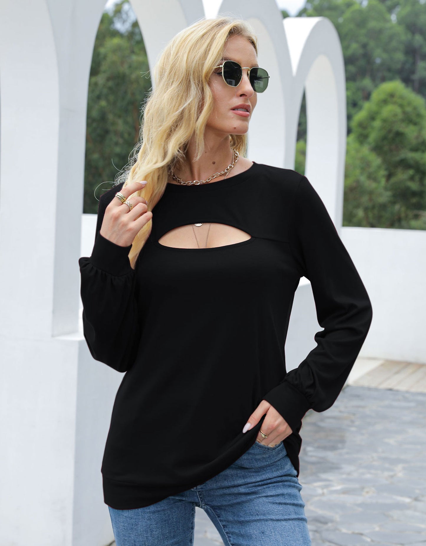 Jersey de manga larga con cortes