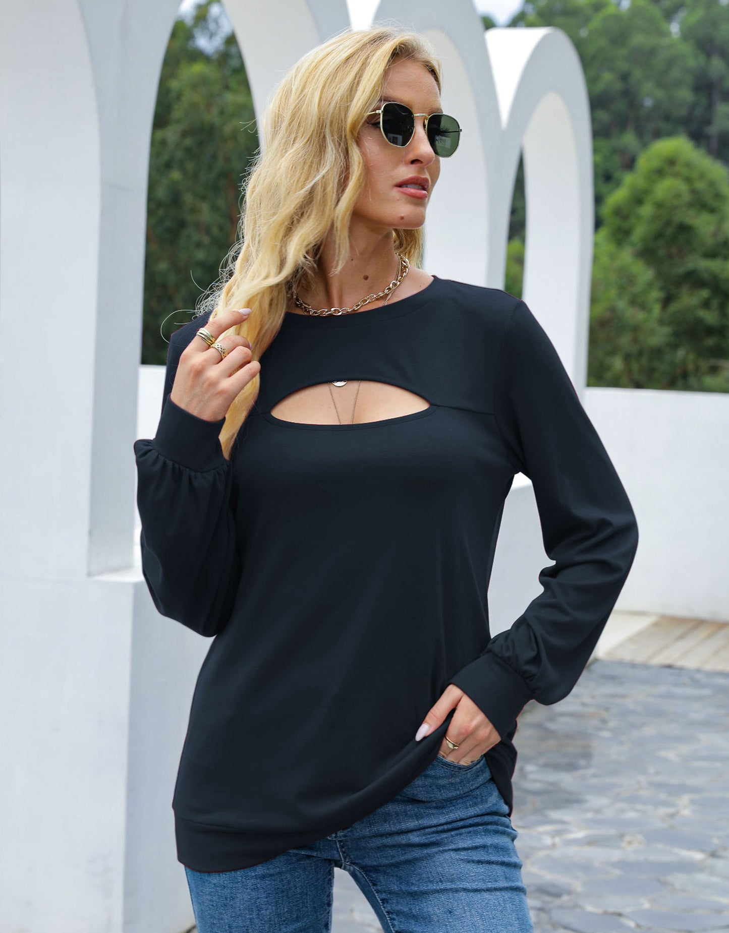 Jersey de manga larga con cortes