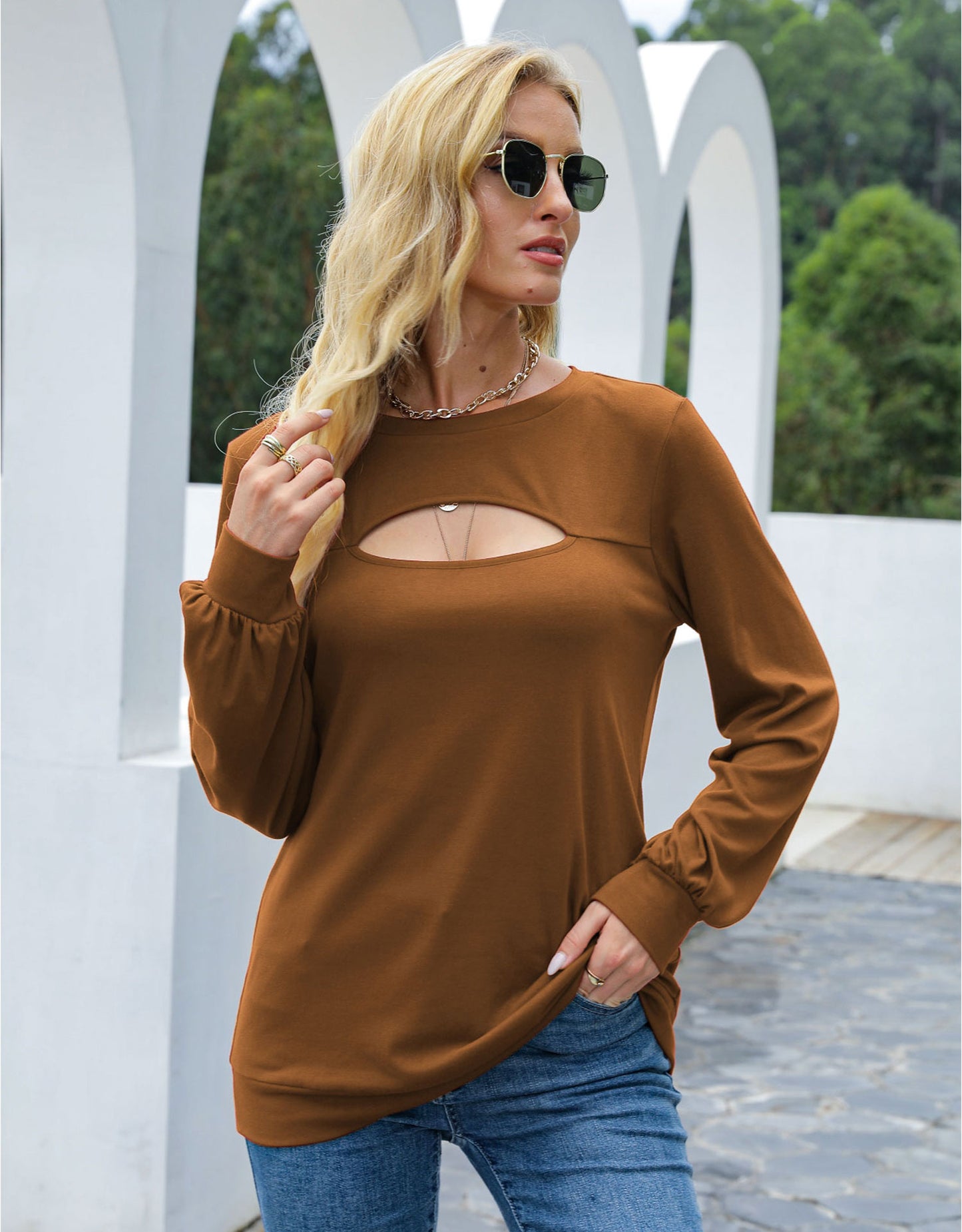 Jersey de manga larga con cortes