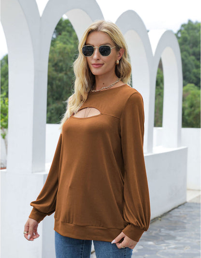 Cut Out Pullover Long Sleeve