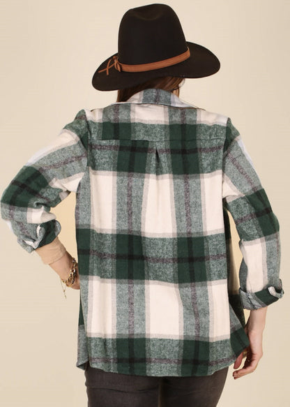 Wide Plaid Button Up Collared Shirt