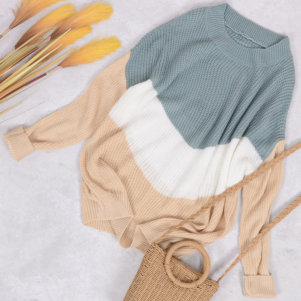V Striped Waffle Knit Pullover