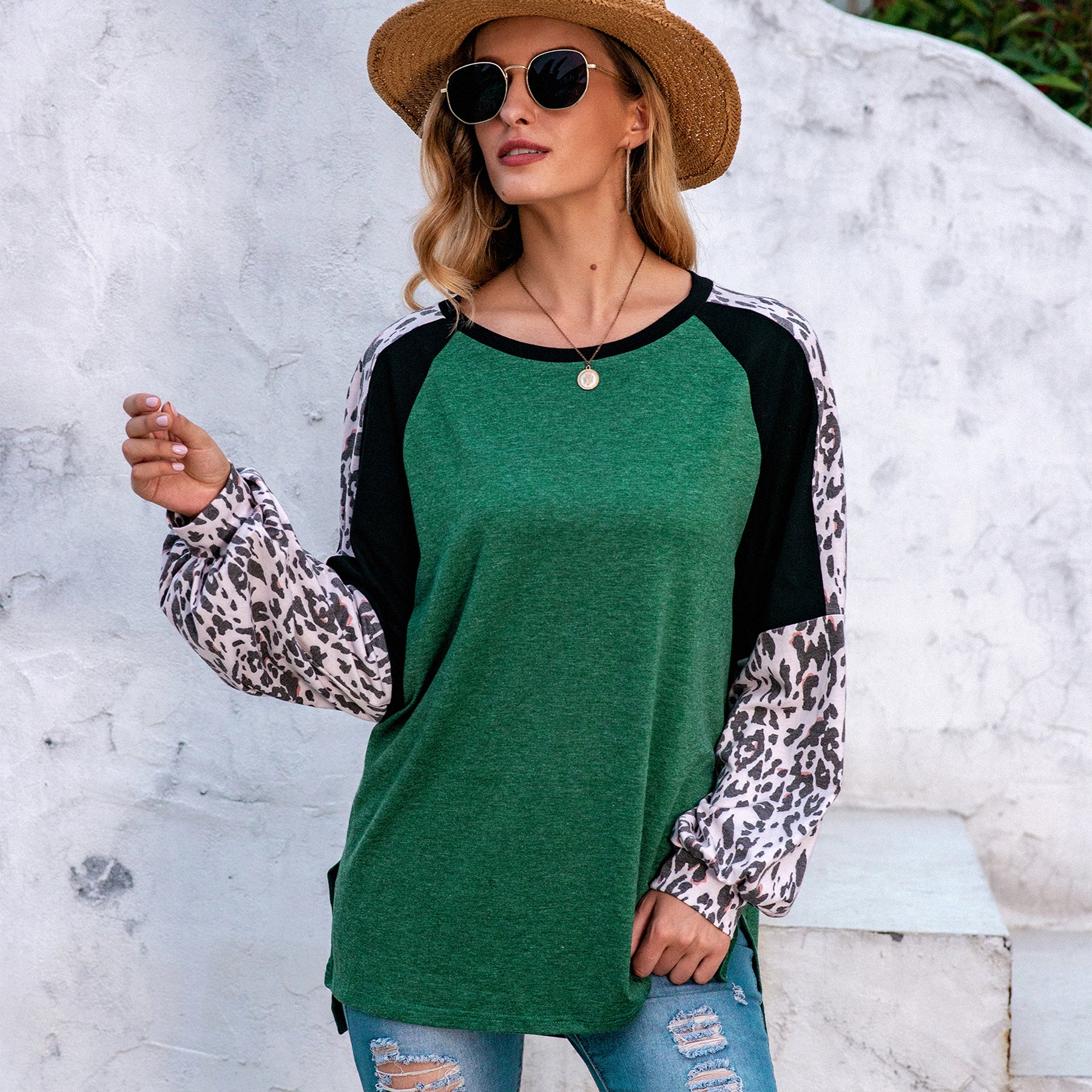 Leopard Print Baseball Tee
