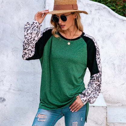 Camiseta de béisbol con estampado de leopardo