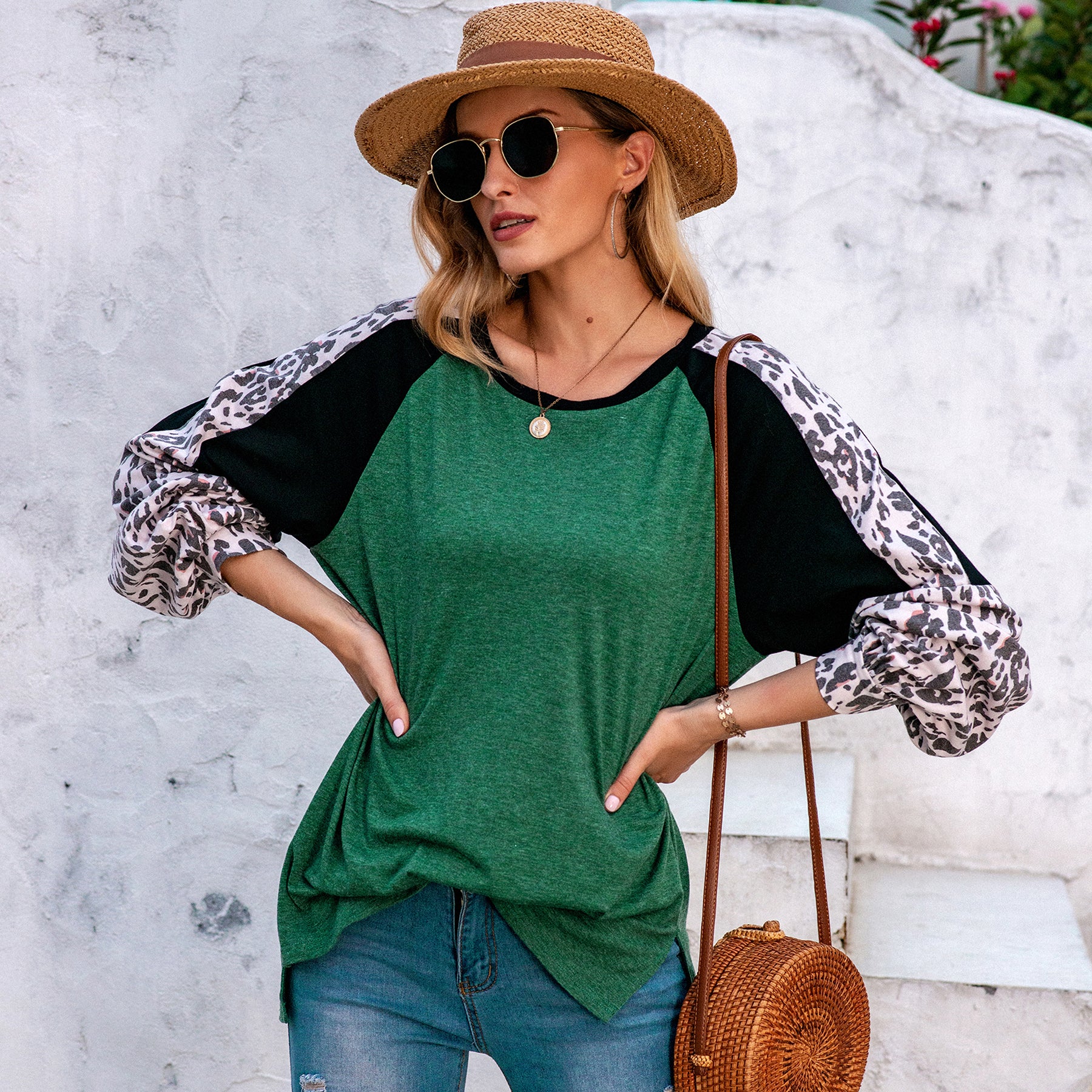 Leopard Print Baseball Tee