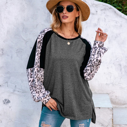 Camiseta de béisbol con estampado de leopardo