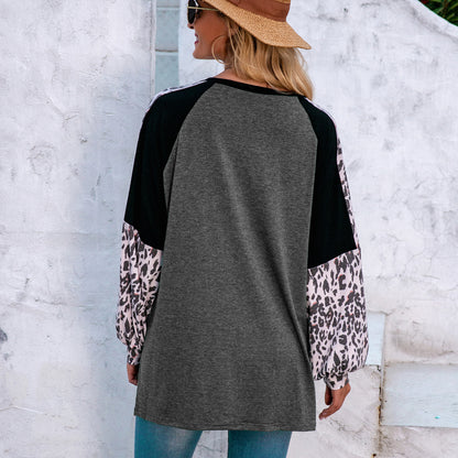 Camiseta de béisbol con estampado de leopardo