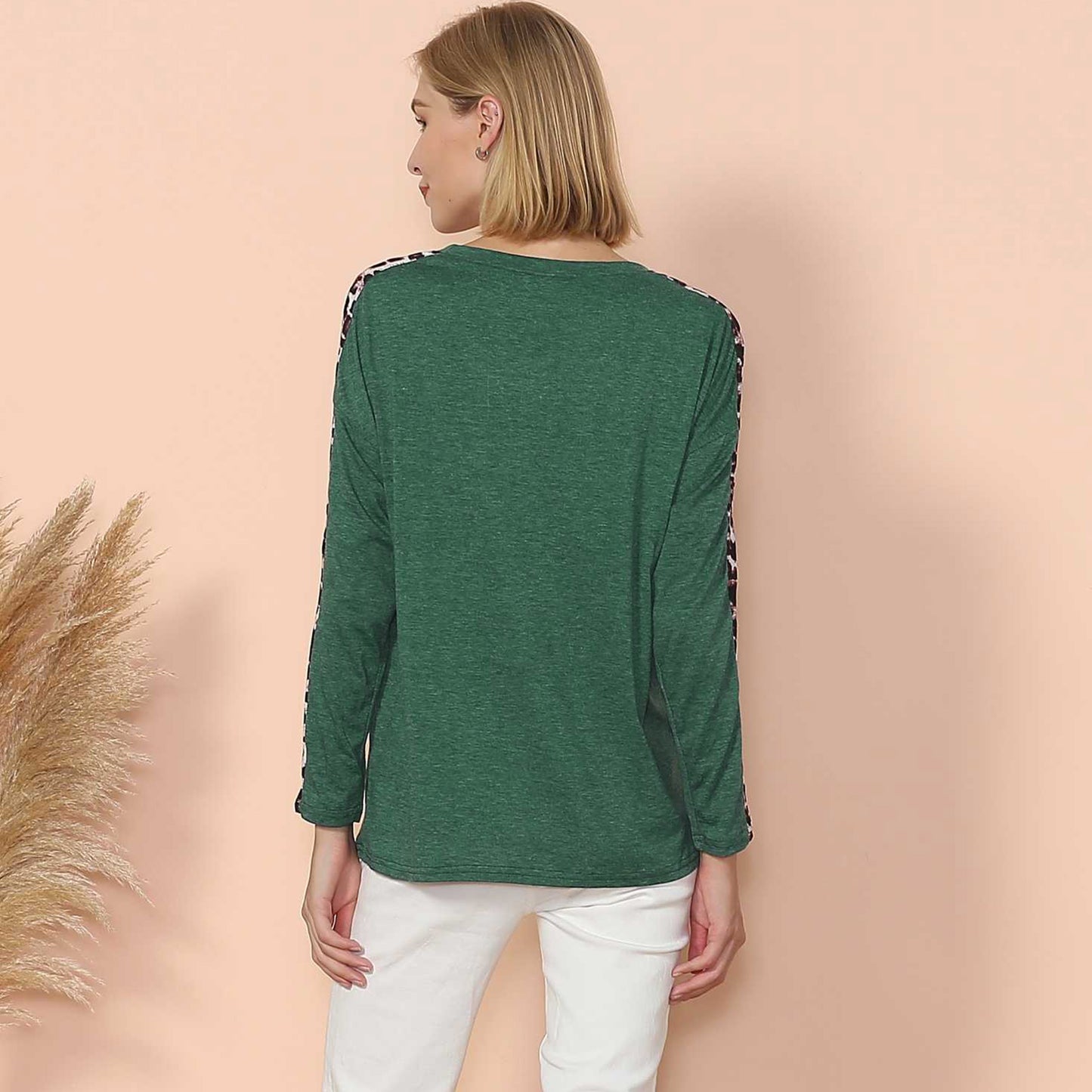 Leopard Slit Long Sleeve Top