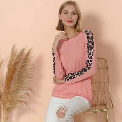 Leopard Slit Long Sleeve Top