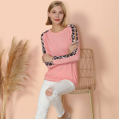Leopard Slit Long Sleeve Top