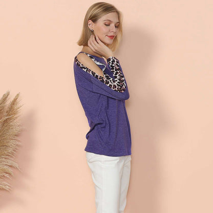 Leopard Slit Long Sleeve Top