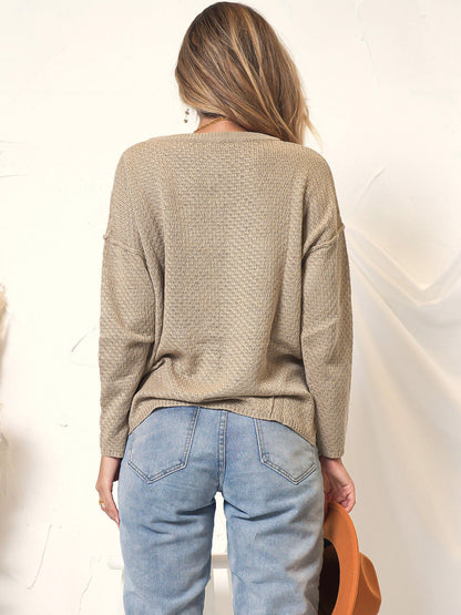 Waffle Knit Henley Lux Sweater