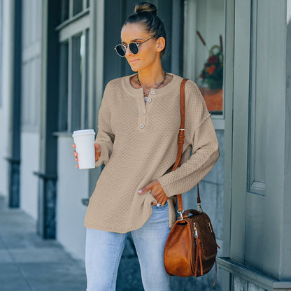 Suéter Henley Lux de punto gofre