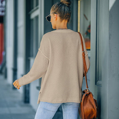 Waffle Knit Henley Lux Sweater