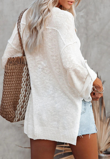 Henley Knit Cuffed Long Sleeve