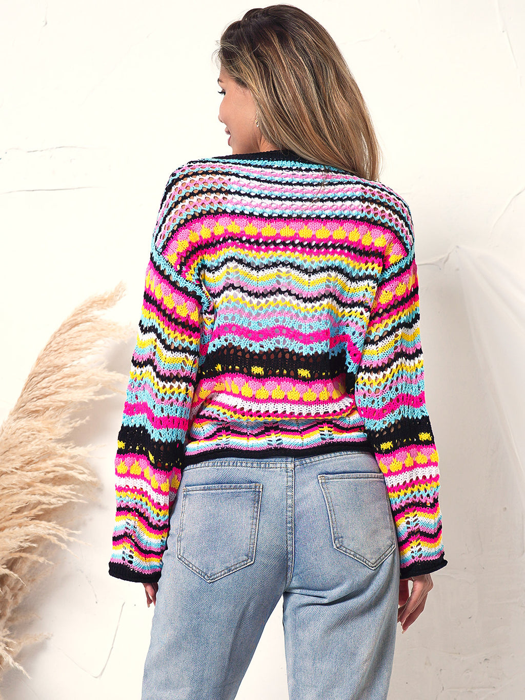 Suéter tipo cárdigan de punto estilo bohemio 