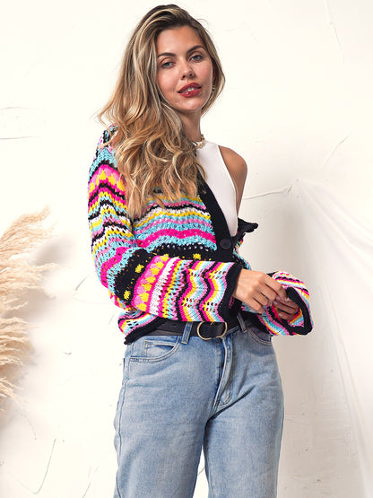 Suéter tipo cárdigan de punto estilo bohemio 