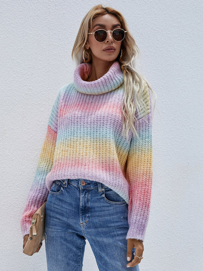 Suéter de punto con cuello vuelto y efecto tie dye 