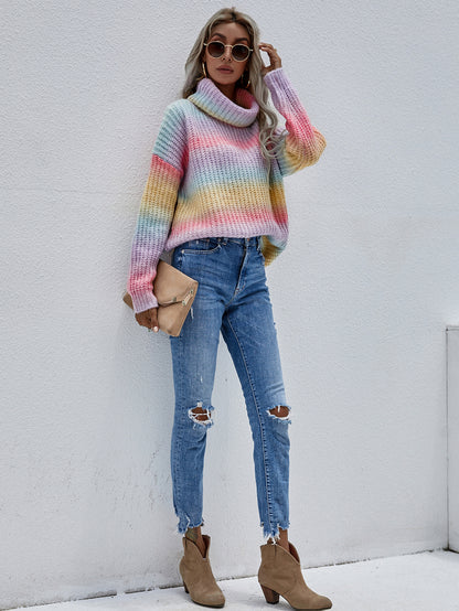 Suéter de punto con cuello vuelto y efecto tie dye 