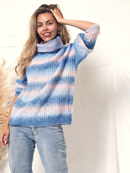Suéter de punto con cuello vuelto y efecto tie dye 