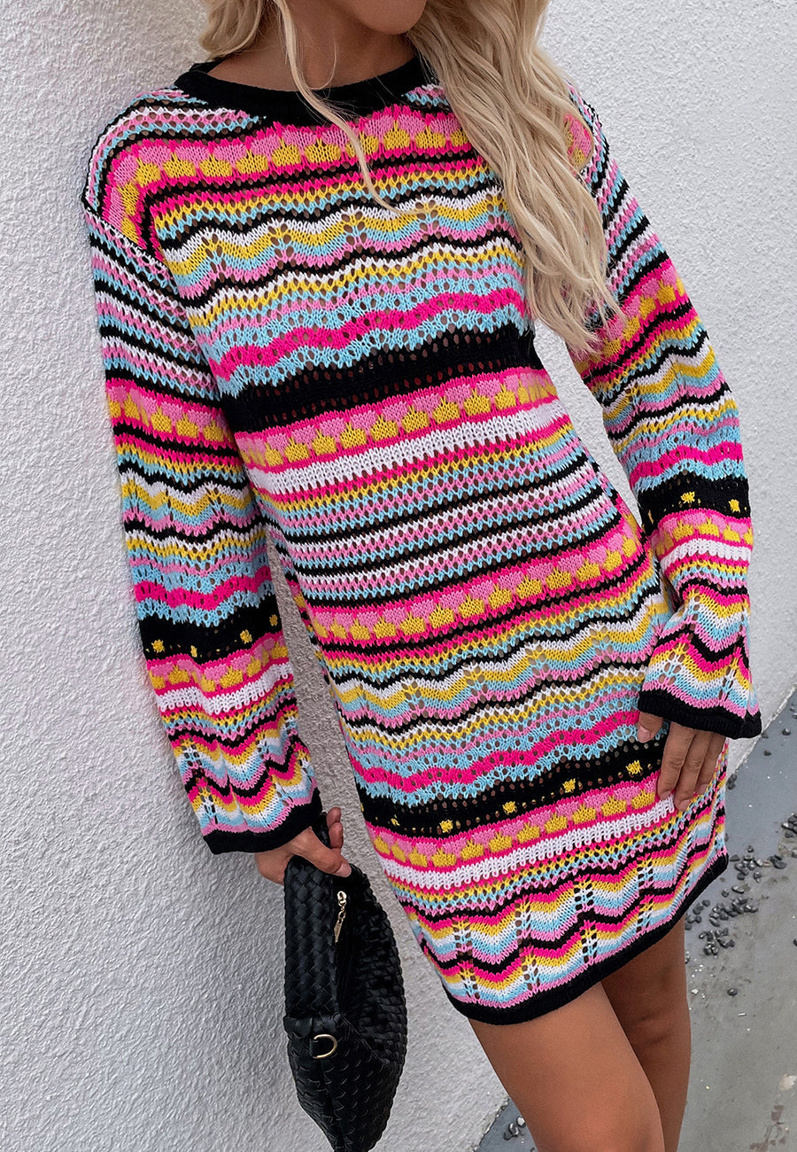 Christmas Striped Sweater Dress Knit Long Sleeve for Women Anna-Kaci Christmas Striped Sweater Dress Knit Long Sleeve for Women Anna-Kaci