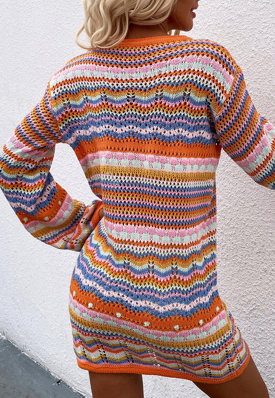 Vestido tipo suéter de punto con un toque festivo y vibrante