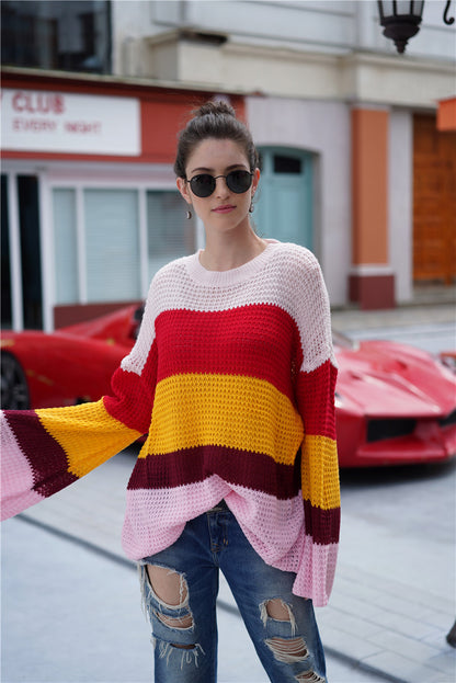 Striped Color Block Light Knit Sweater