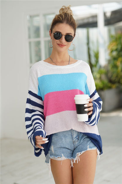 Striped Knitted Color Block Long Sleeve