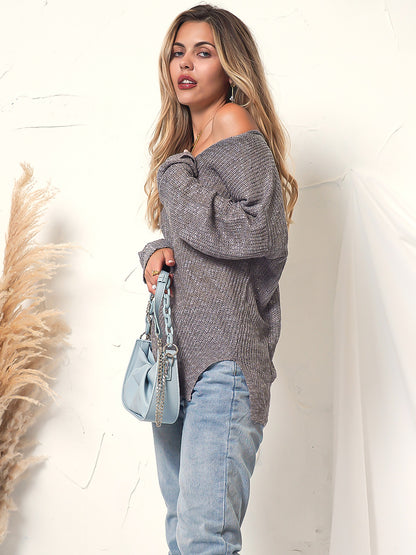 Deep U Neck Knitted Long Sleeve