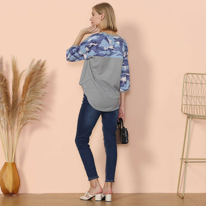 Suéter de punto gofre con panel de camuflaje