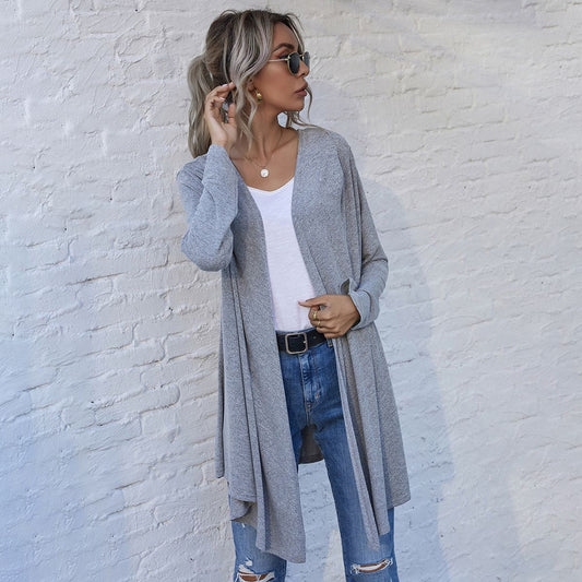 Asymmetrical Hem Long Cardigan