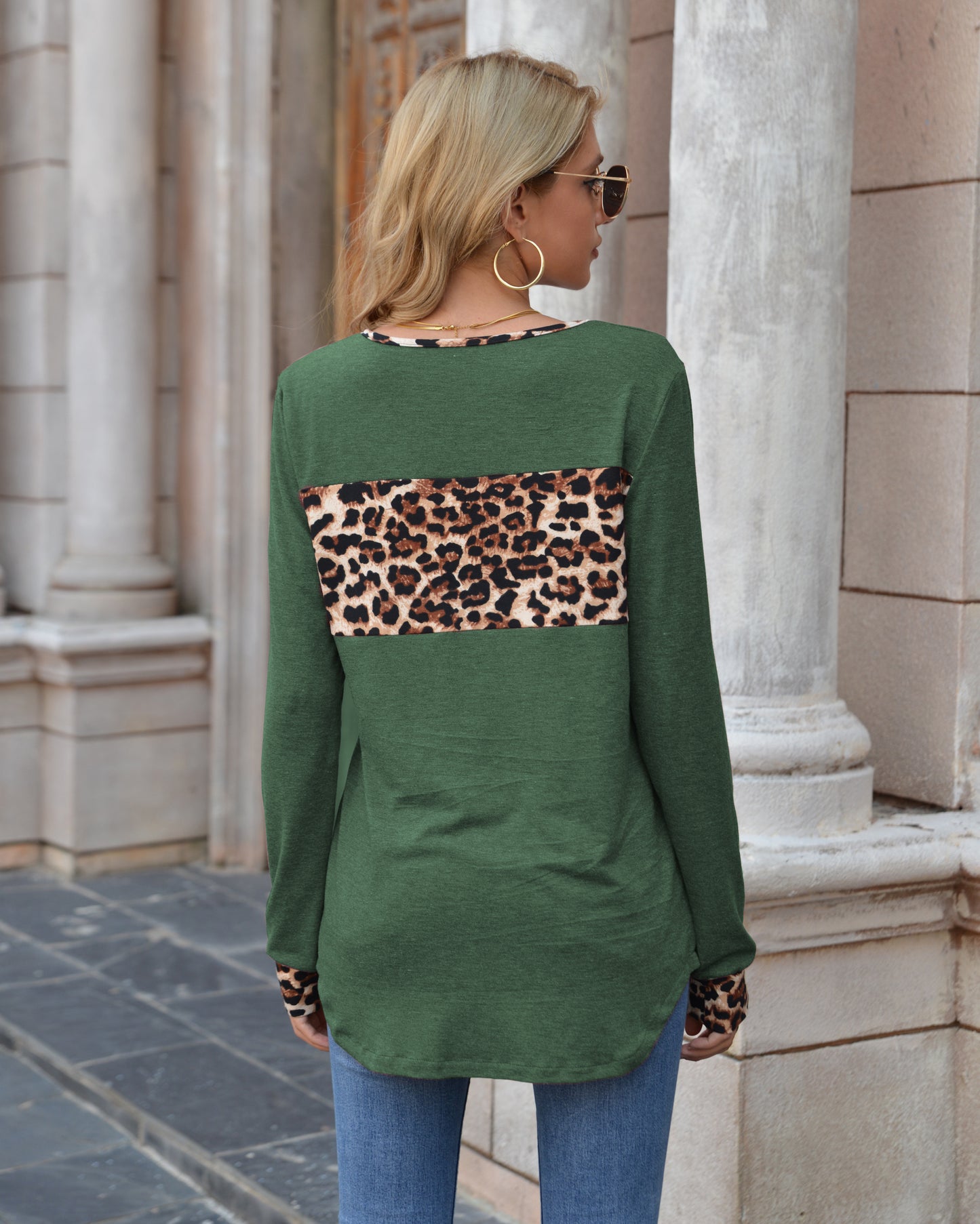 Color Block Leopard Shirt