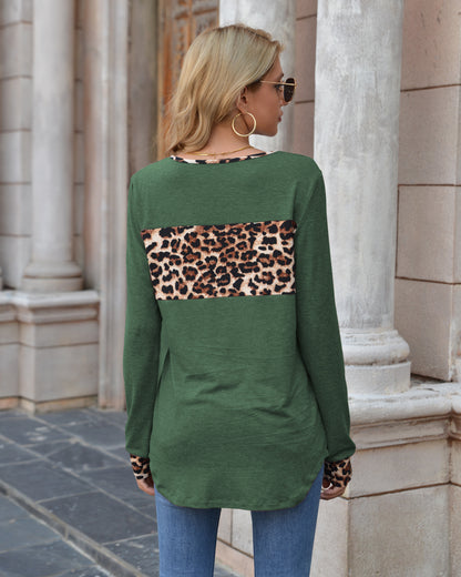 Color Block Leopard Shirt