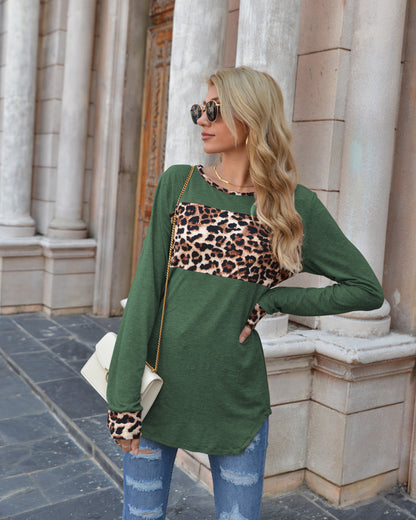 Color Block Leopard Shirt