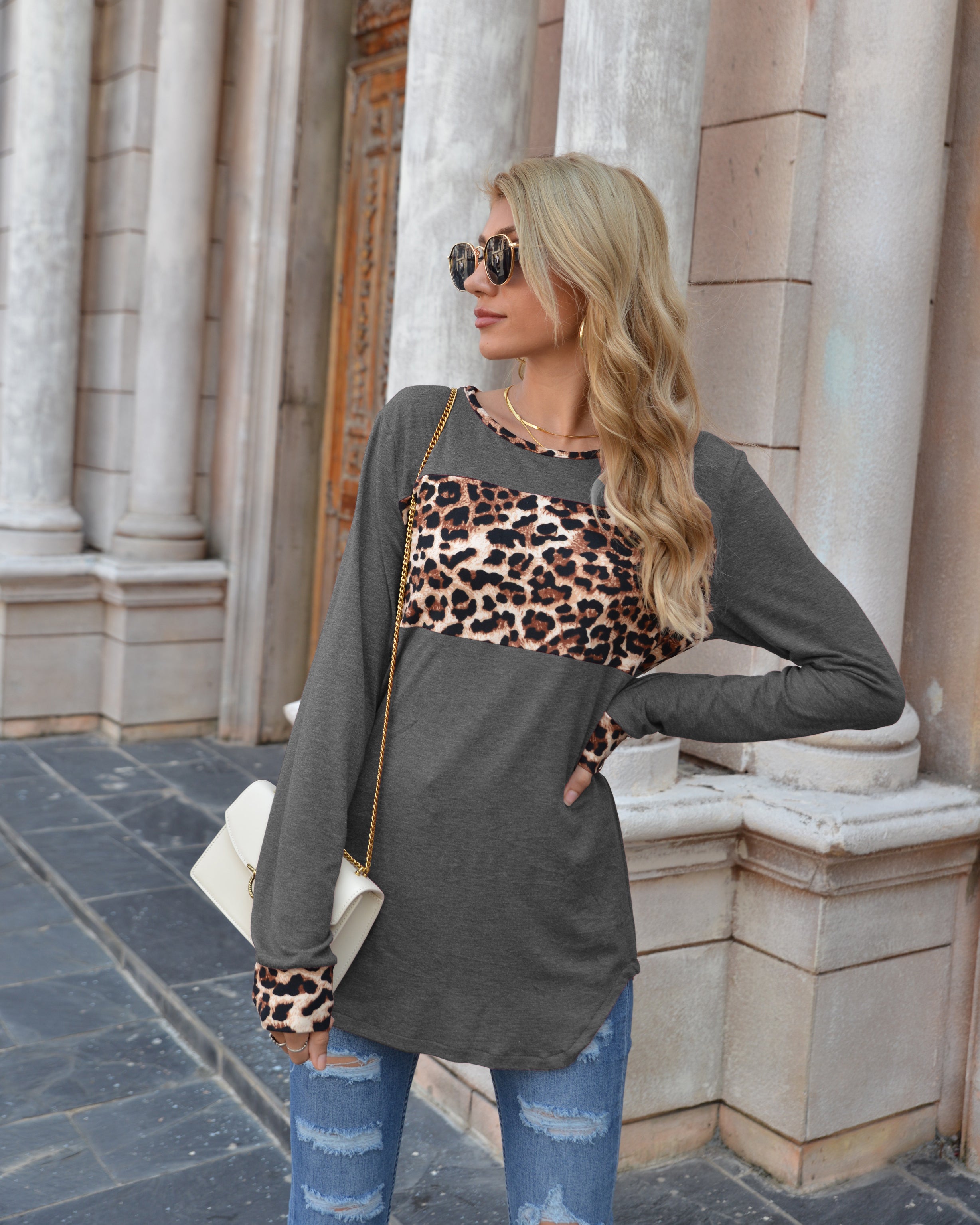 Color Block Leopard Shirt