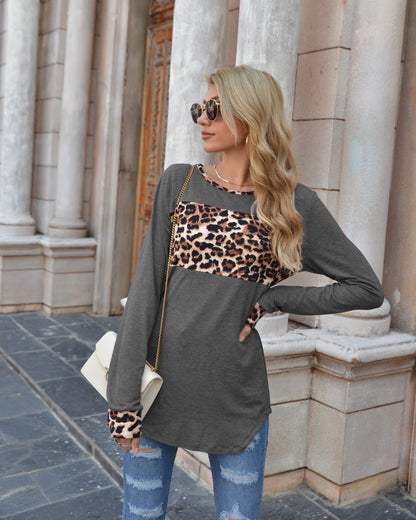 Color Block Leopard Shirt