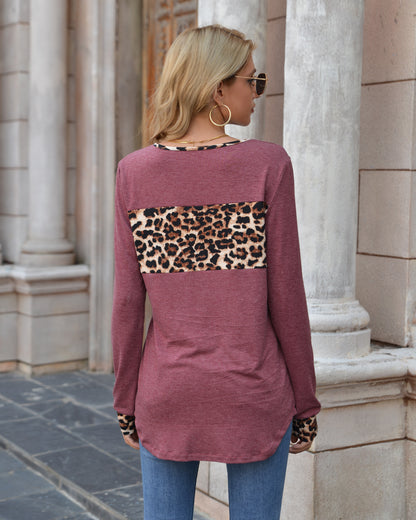 Color Block Leopard Shirt