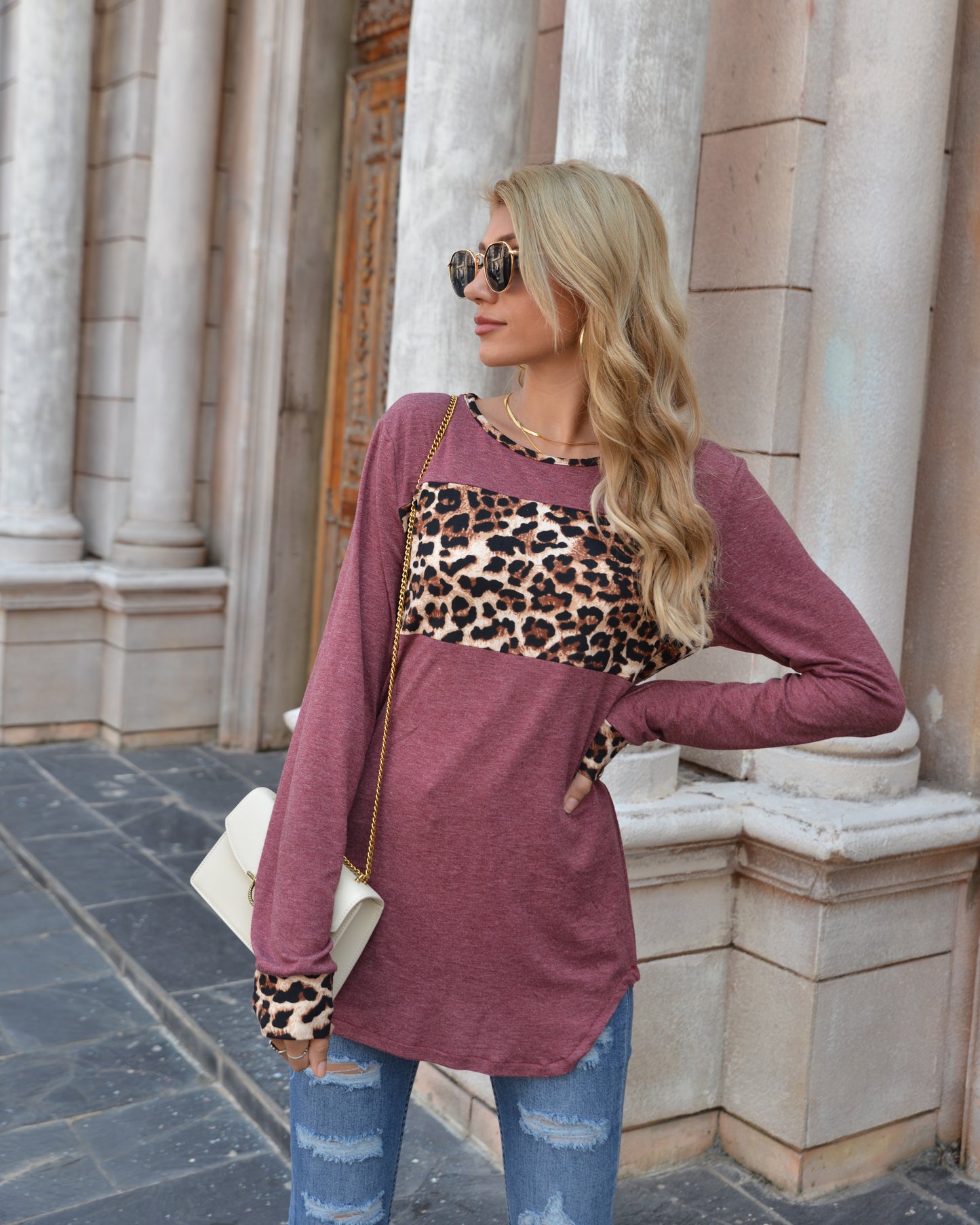 Color Block Leopard Shirt