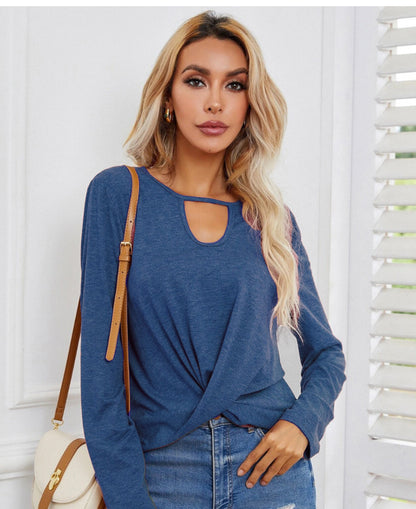 Keyhole Neck Twist Front Top