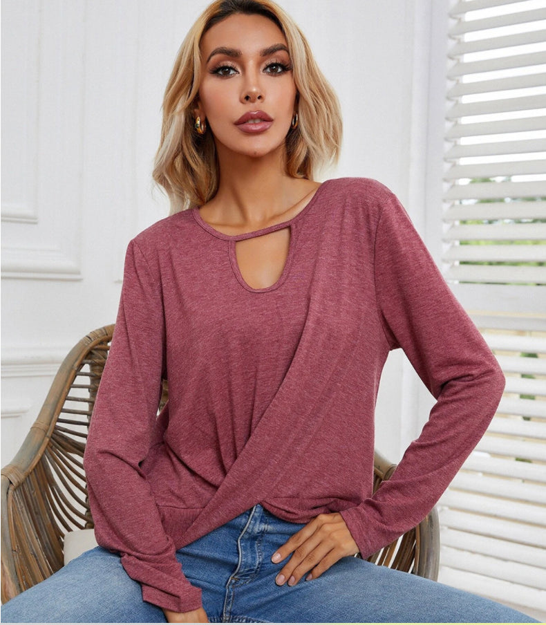 Keyhole Neck Twist Front Top