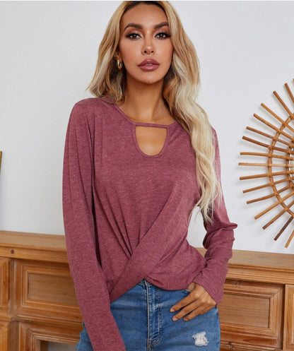 Keyhole Neck Twist Front Top