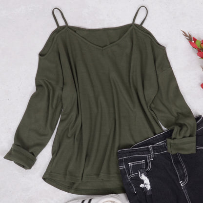 Cold Shoulder Waffle Knit Top
