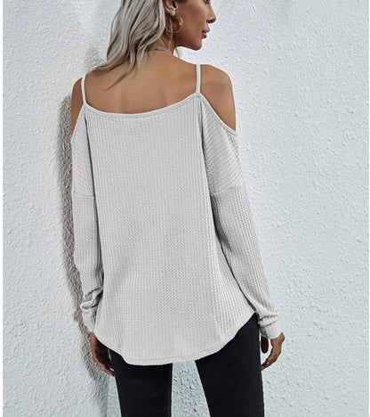 Cold Shoulder Waffle Knit Top
