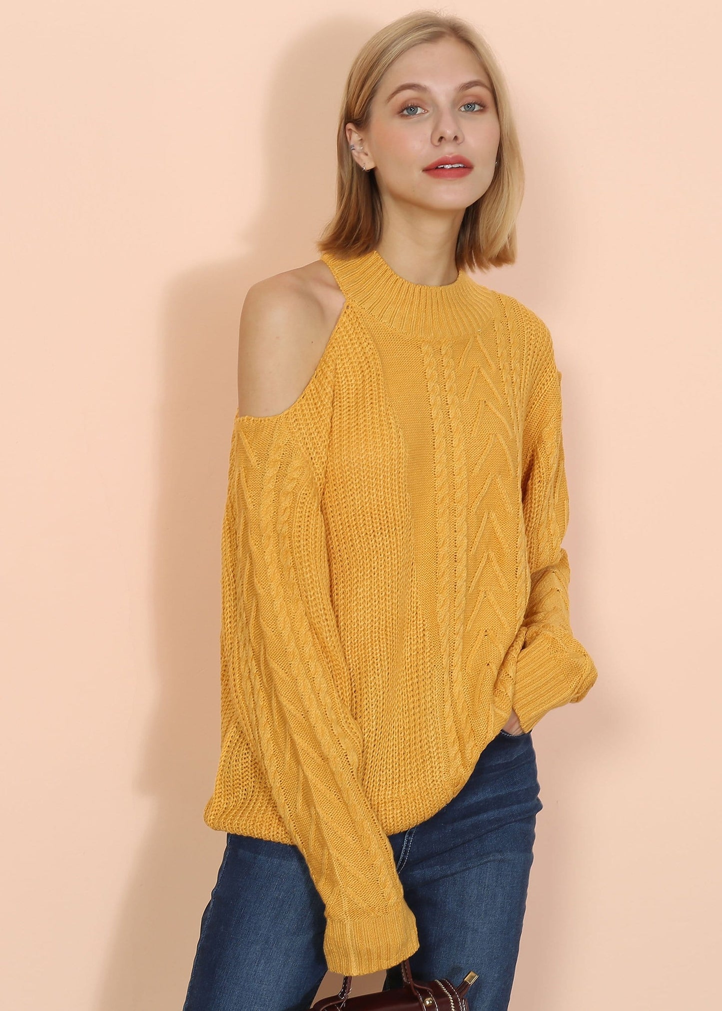 Cut Out Cable Knit Sweater